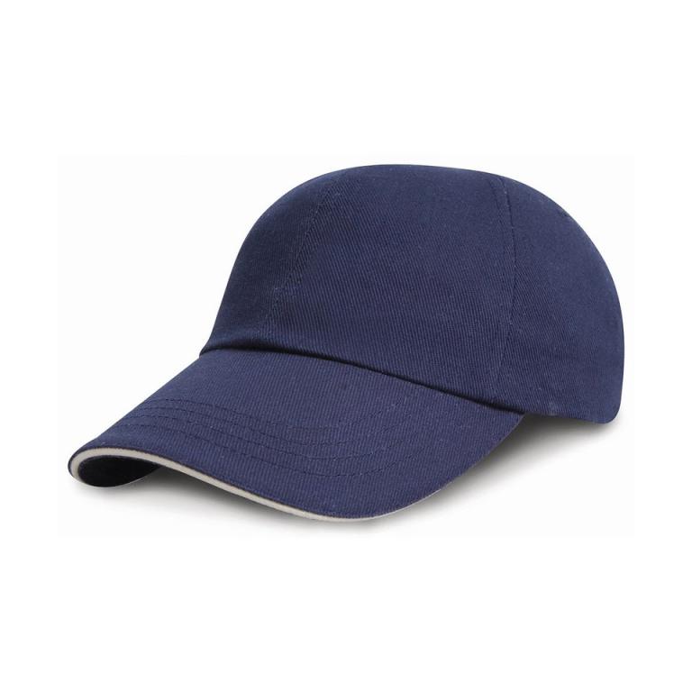 Junior low-profile heavy brushed cotton cap with sandwich peak Navy/White