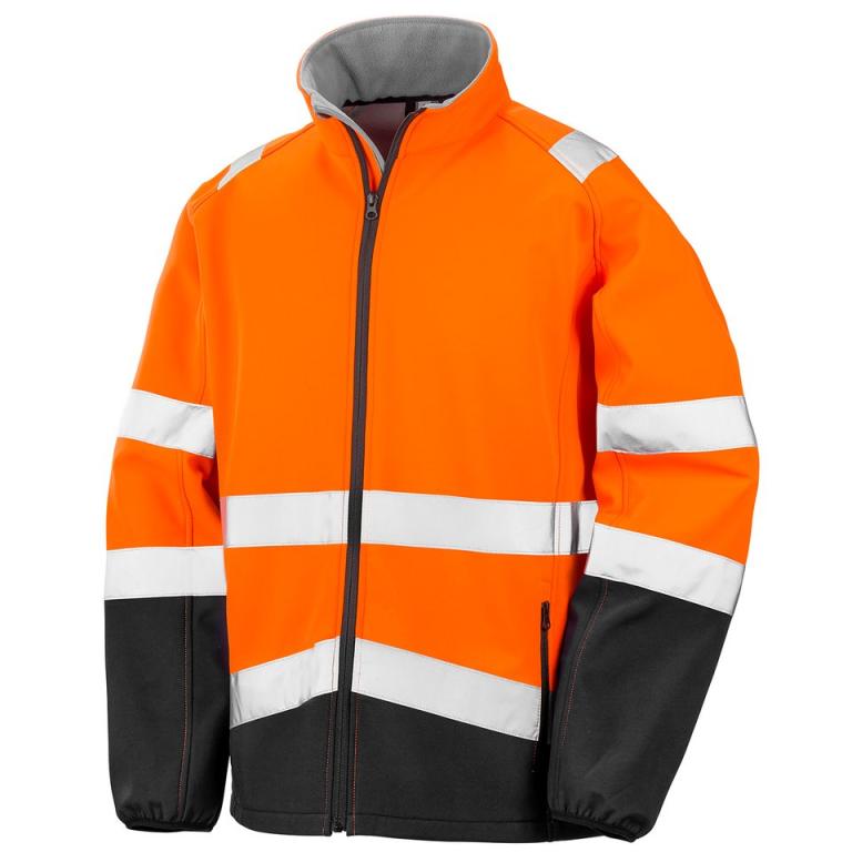 Printable safety softshell jacket Fluorescent Orange/Black