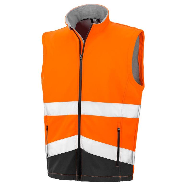 Printable safety softshell gilet Fluorescent Orange/Black