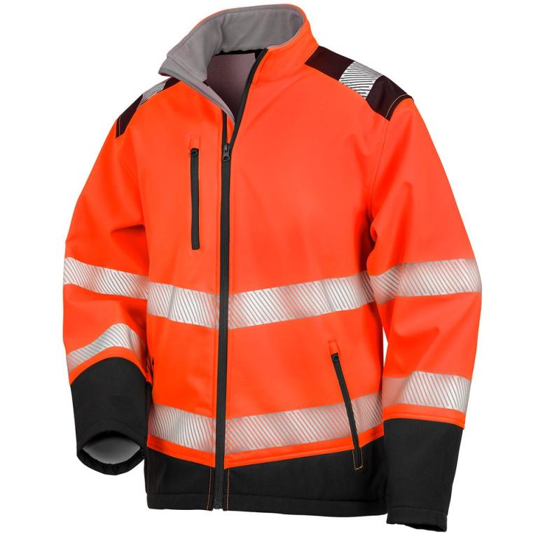 Printable ripstop safety softshell Fluorescent Orange/Black