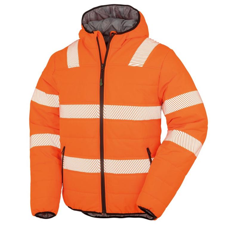 Recycled ripstop padded safety jacket Fluorescent Orange