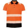 Recycled safety polo Fluorescent Orange/Black