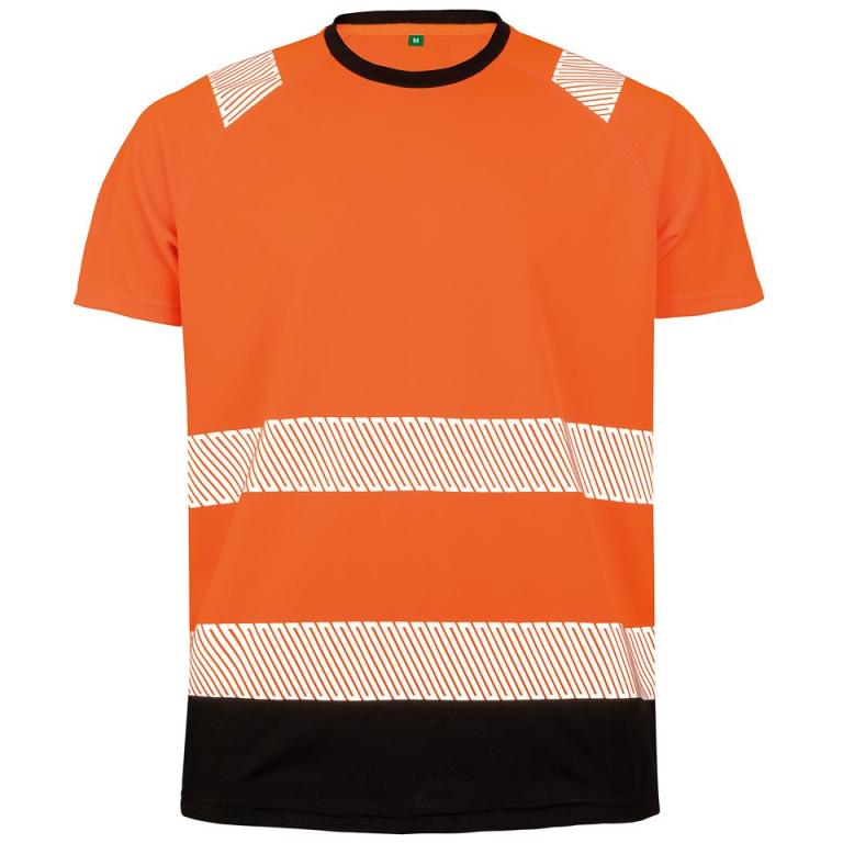 Recycled safety t-shirt Fluorescent Orange/Black