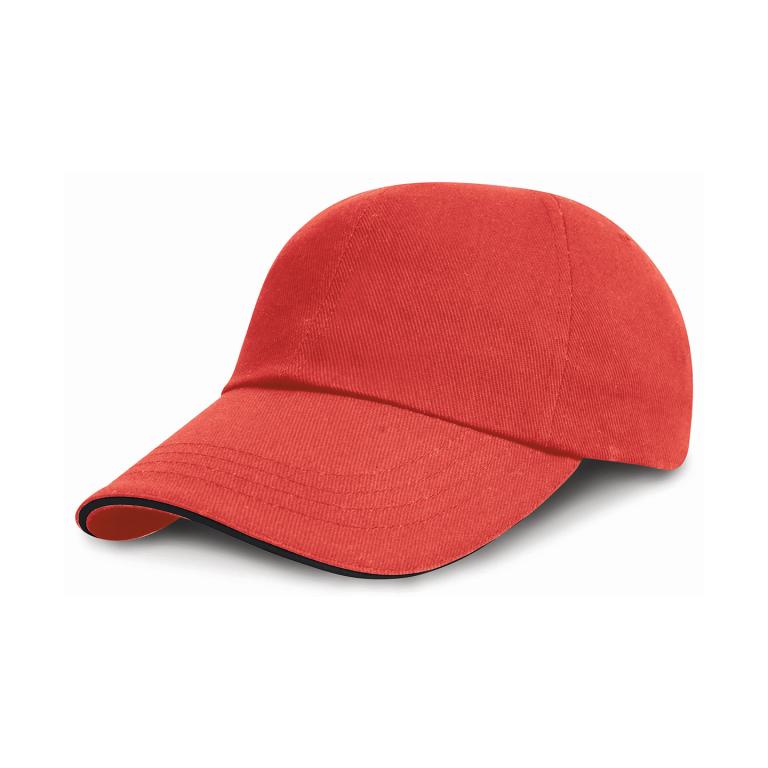 Low-profile heavy brushed cotton cap with sandwich peak Red/Black