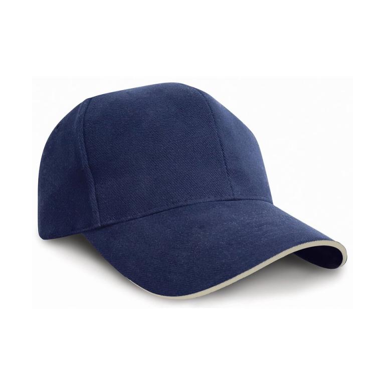 Pro-style heavy cotton cap with sandwich peak Navy/Natural