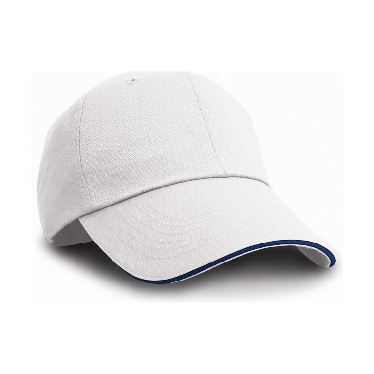 Herringbone cap with sandwich peak White/Navy