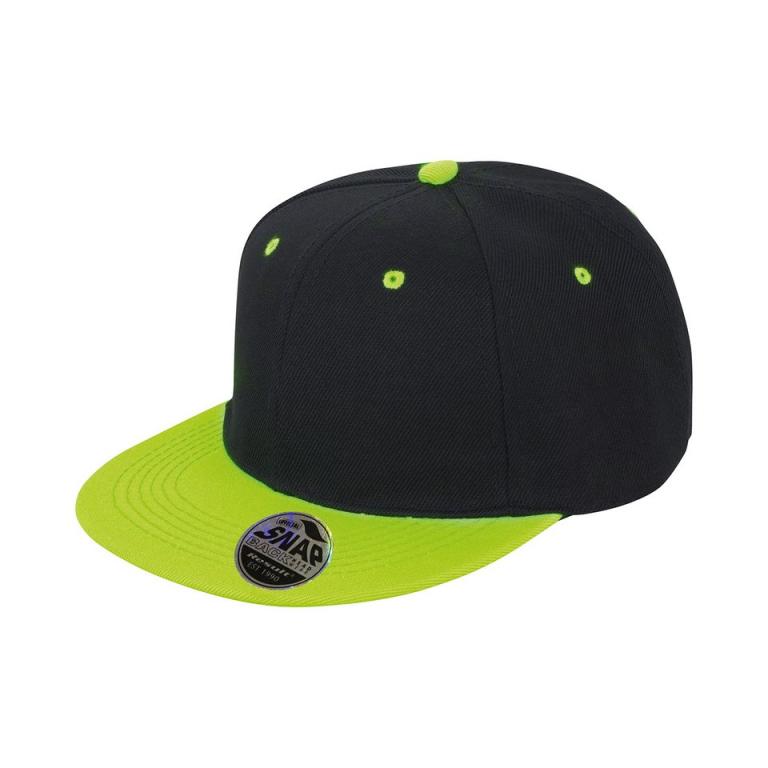 Bronx original flat peak snapback dual colour cap Black/Lime