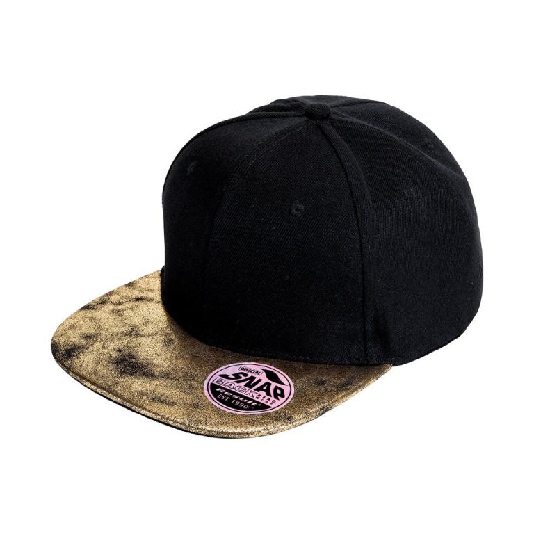 Bronx glitter flat peak snapback cap Black/Gold