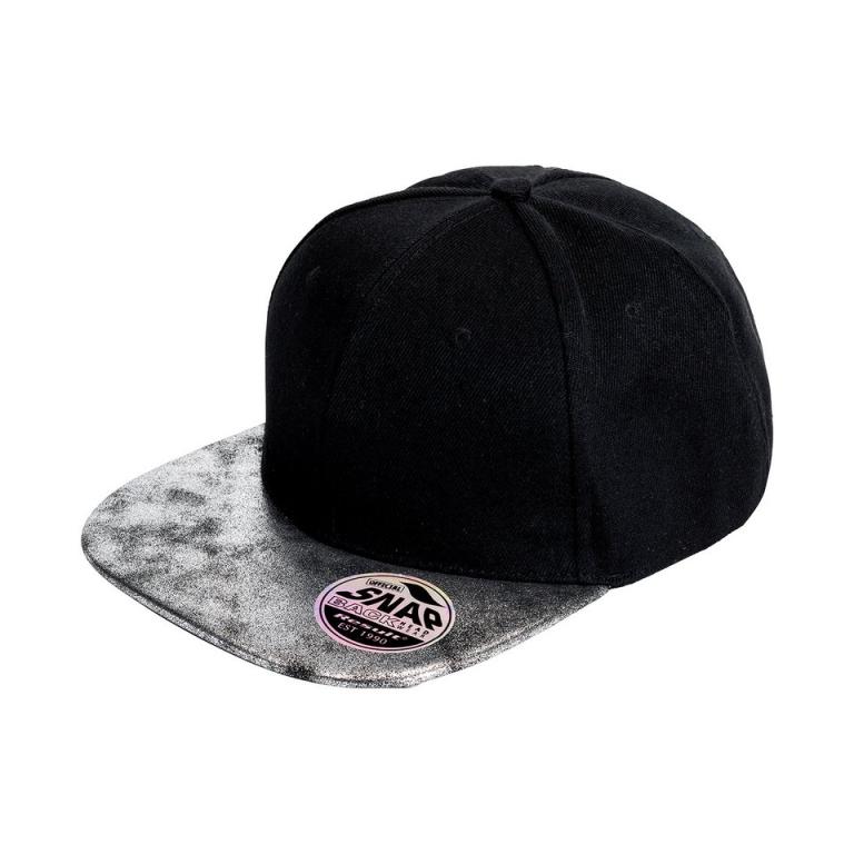 Bronx glitter flat peak snapback cap Black/Silver