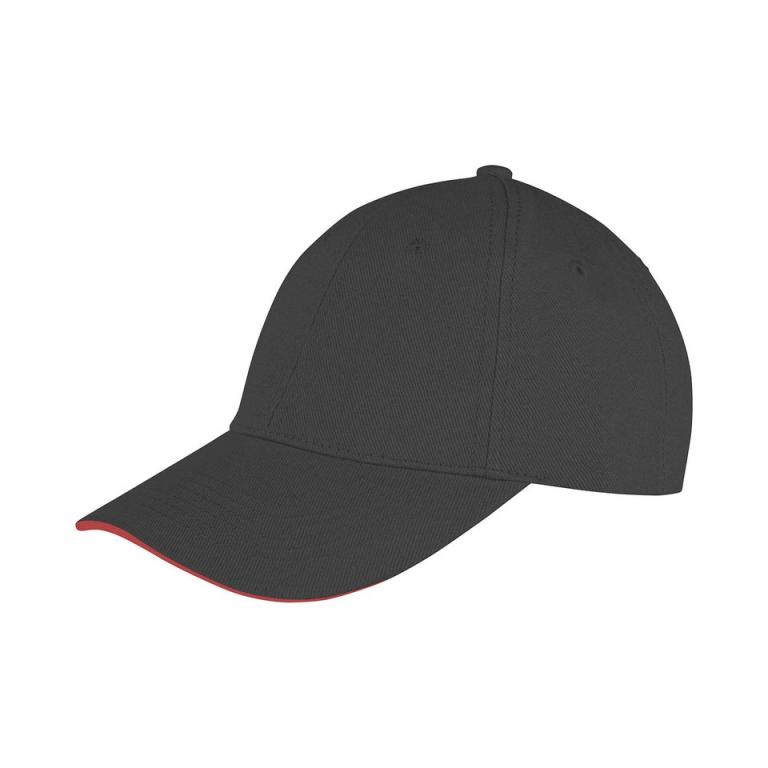 Memphis brushed cotton low-profile sandwich peak cap Black/Red