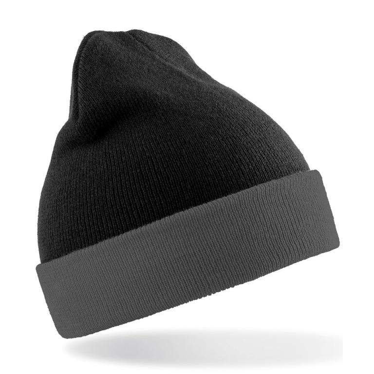 Recycled black compass beanie Black/Grey