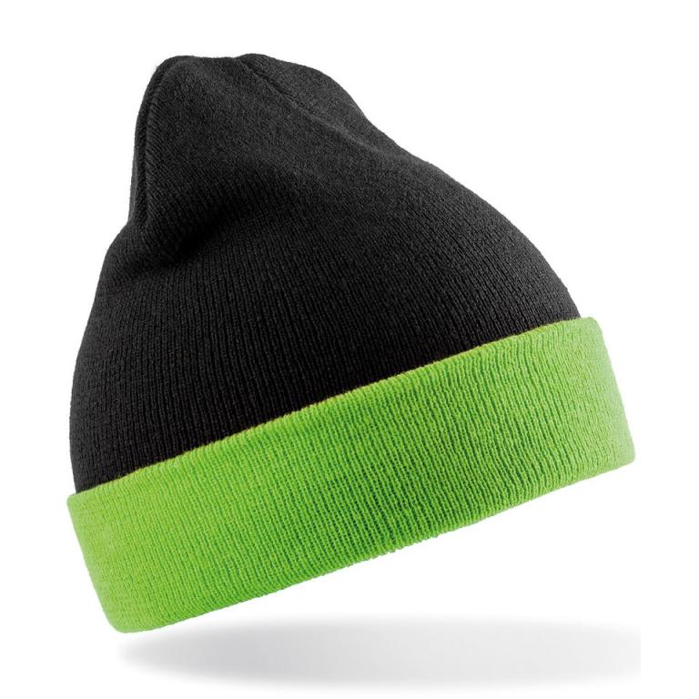 Recycled black compass beanie Black/Lime