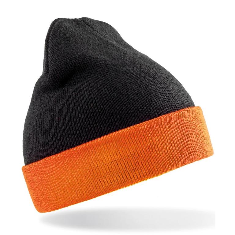 Recycled black compass beanie Black/Orange