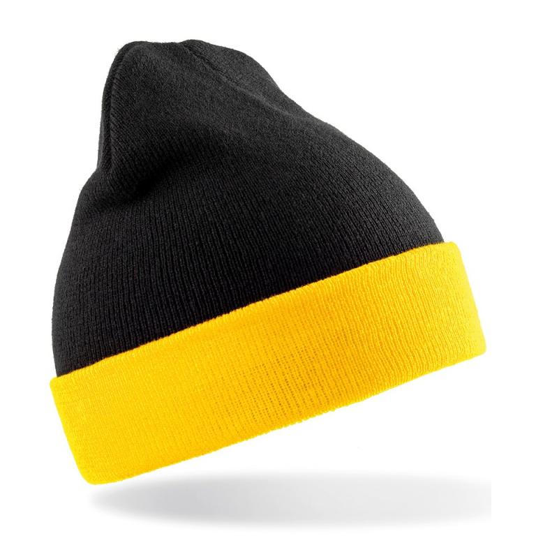 Recycled black compass beanie Black/Yellow