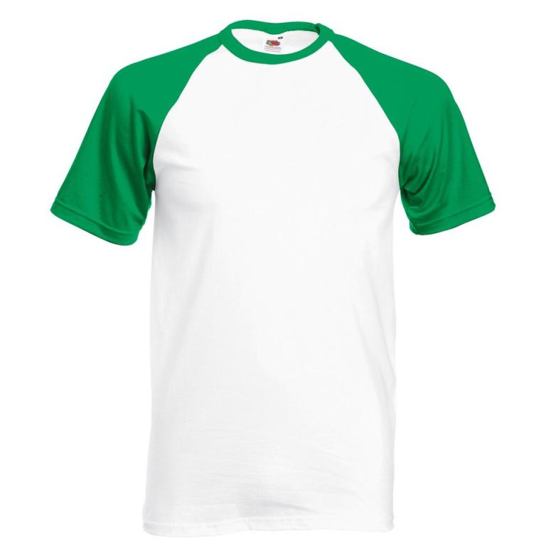 Short sleeve baseball T White/Kelly Green