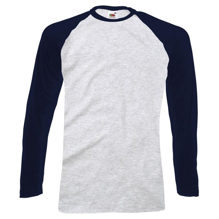 Long sleeve baseball T Heather Grey/Deep Navy