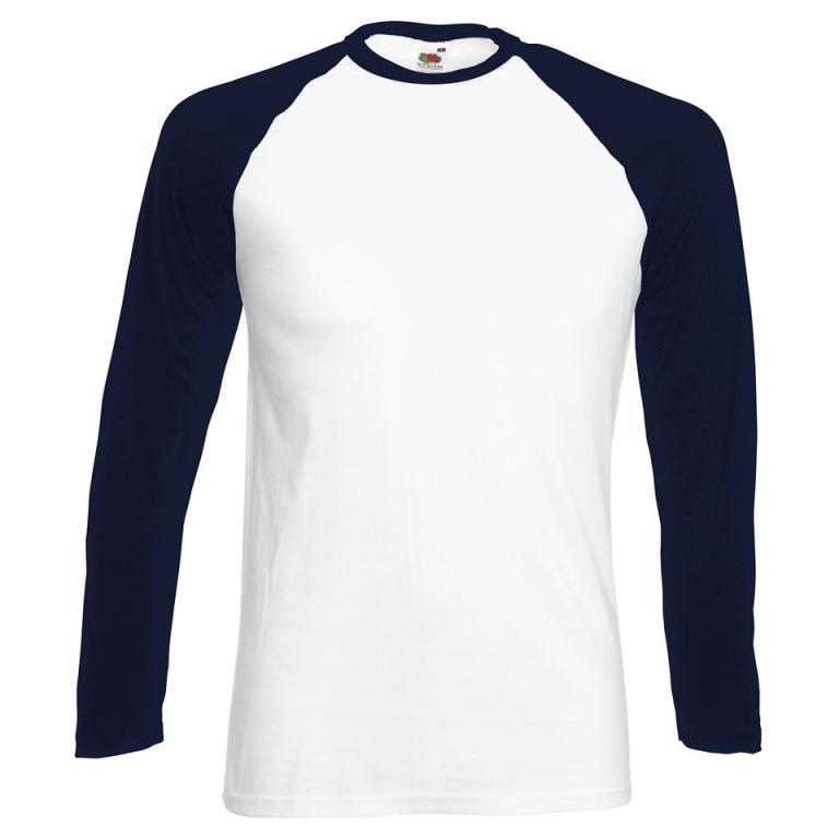 Long sleeve baseball T White/Deep Navy