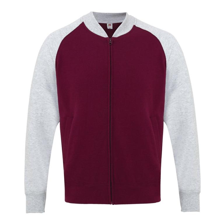 Baseball sweatshirt jacket Burgundy/Heather Grey