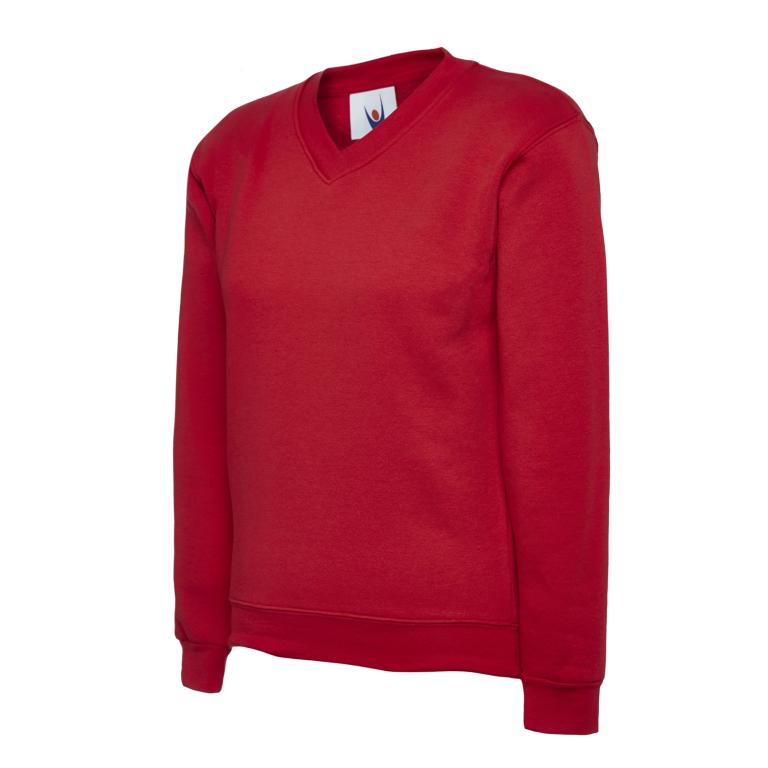 Childrens V Neck Sweatshirt Red