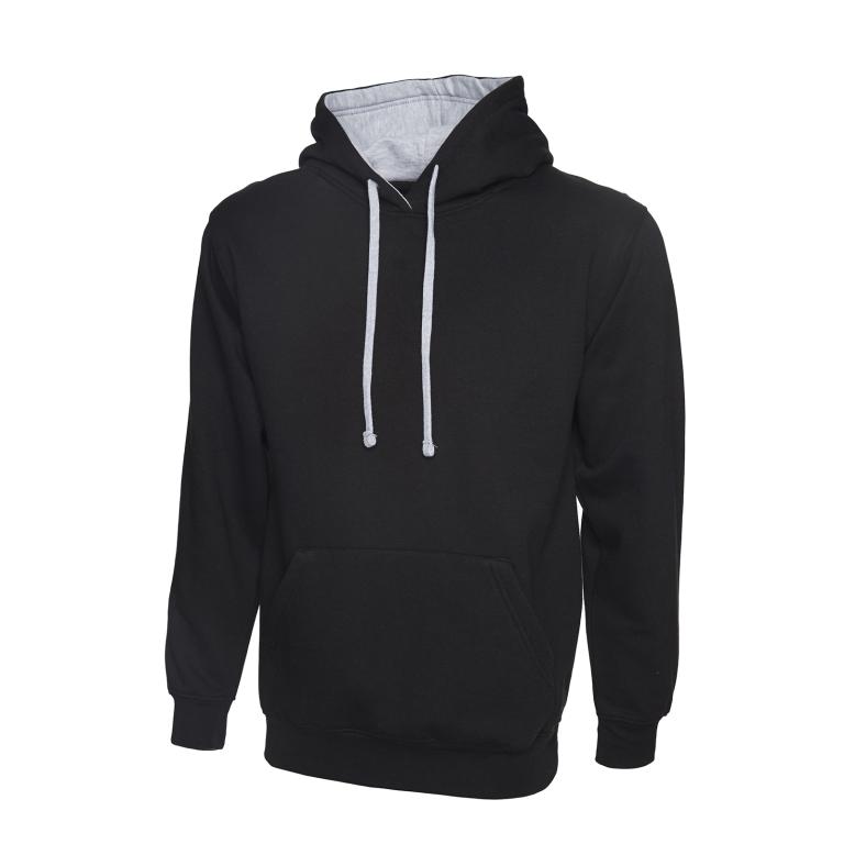 Contrast Hooded Sweatshirt  Black/Heather Grey