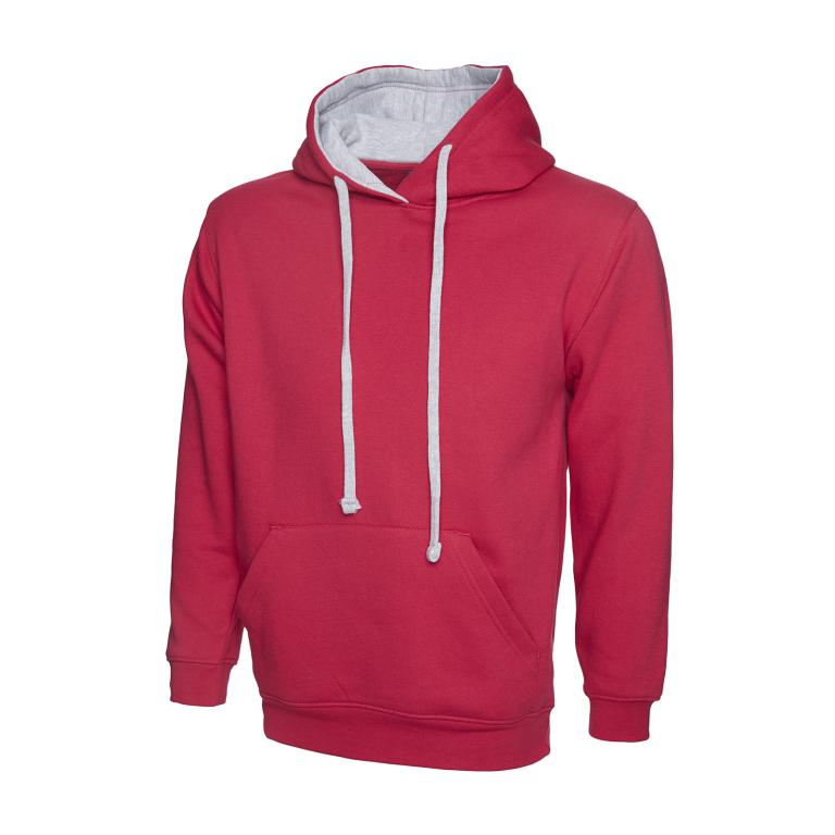 Contrast Hooded Sweatshirt  Fuchsia/Heather Grey