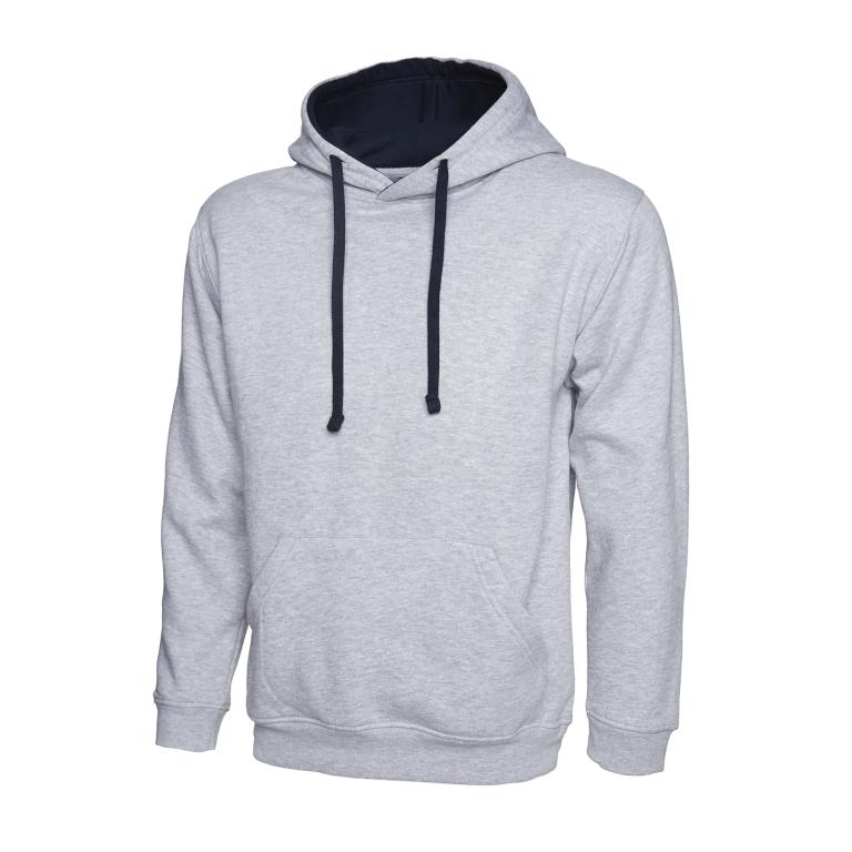 Contrast Hooded Sweatshirt  Heather Grey/Navy