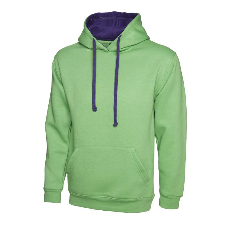 Contrast Hooded Sweatshirt  Lime/Purple