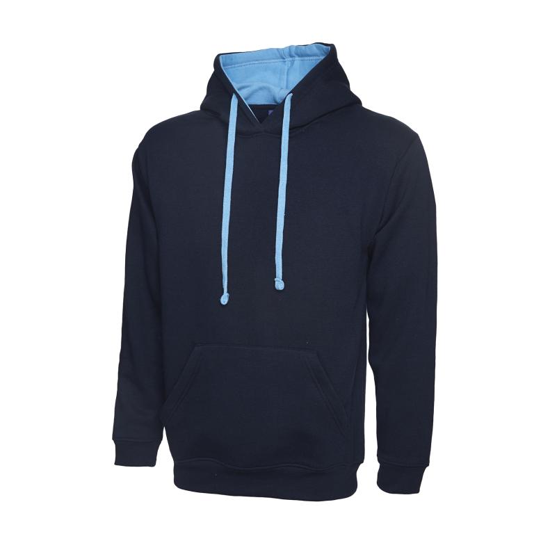 Contrast Hooded Sweatshirt  Navy/Sky