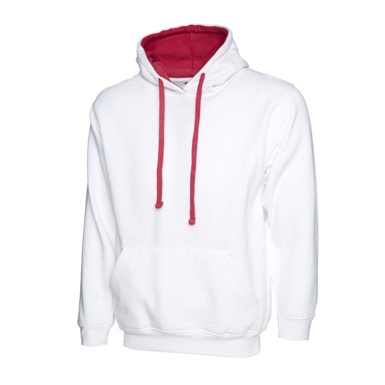 Contrast Hooded Sweatshirt  White/Fuchsia