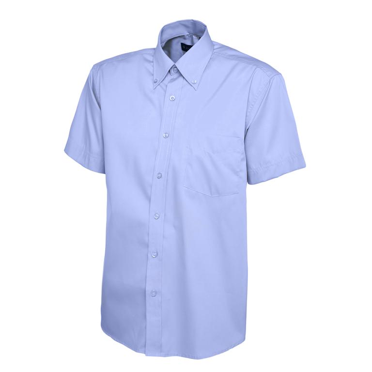 Mens Pinpoint Oxford Half Sleeve Shirt Mid Blue