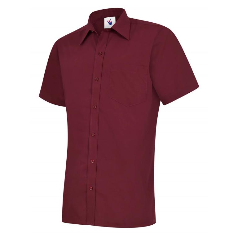 Mens Poplin Half Sleeve Shirt Burgundy