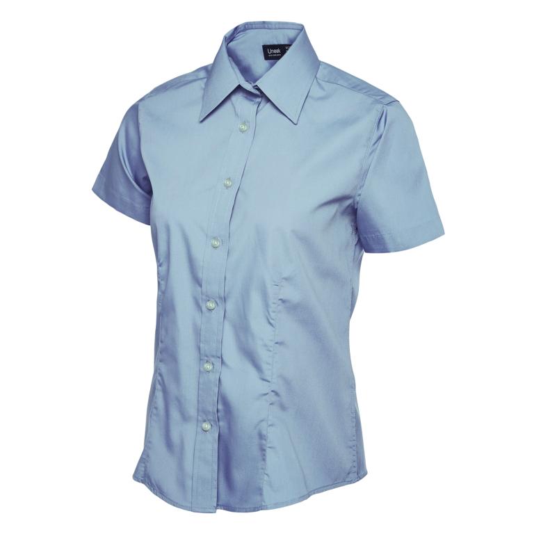 Ladies Poplin Half Sleeve Shirt Light Blue