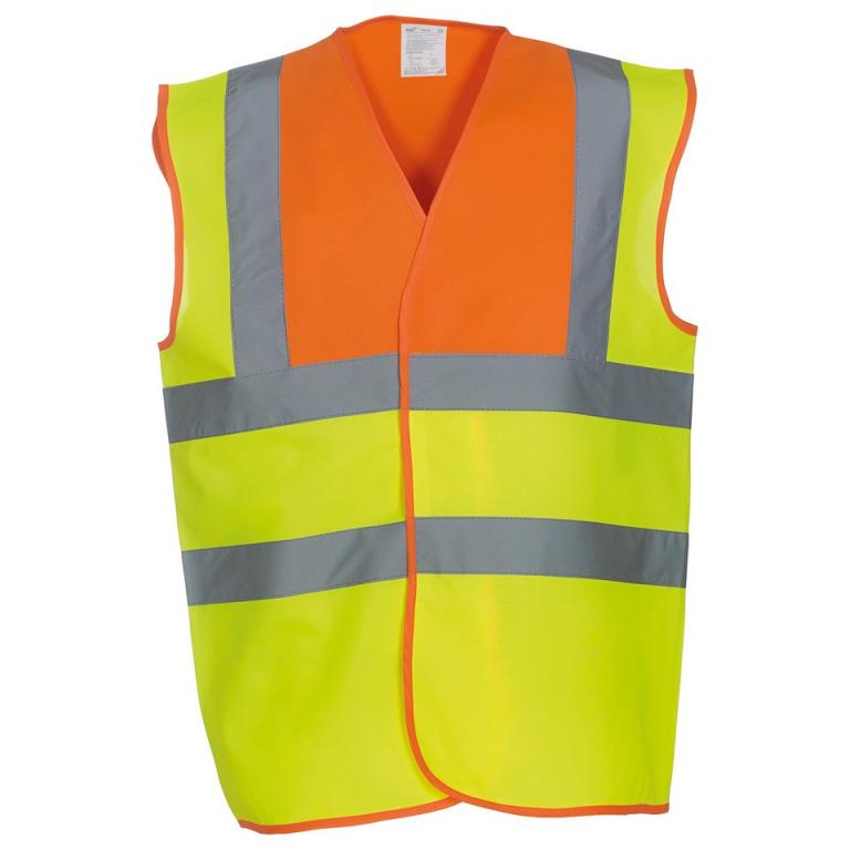 Hi-vis 2-band-and-braces waistcoat (HVW100) Orange Yoke/Yellow