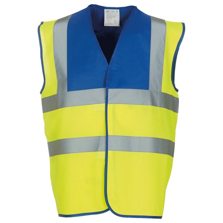 Hi-vis 2-band-and-braces waistcoat (HVW100) Royal Yoke/Yellow