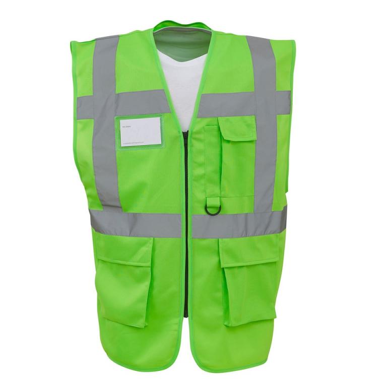 Multifunctional executive hi-vis waistcoat (HVW801) Lime