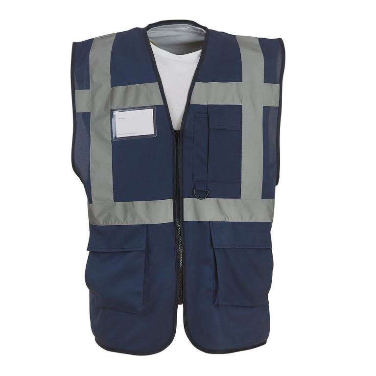 Multifunctional executive hi-vis waistcoat (HVW801) Navy