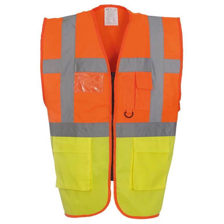 Multifunctional executive hi-vis waistcoat (HVW801) Orange/Yellow