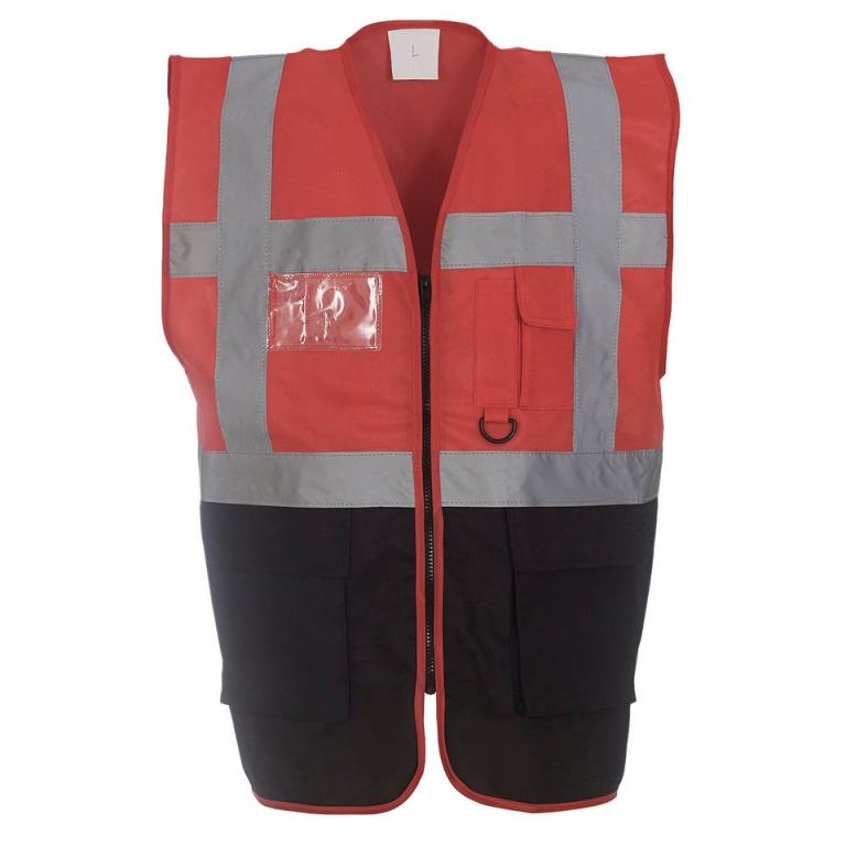 Multifunctional executive hi-vis waistcoat (HVW801) Red/Black