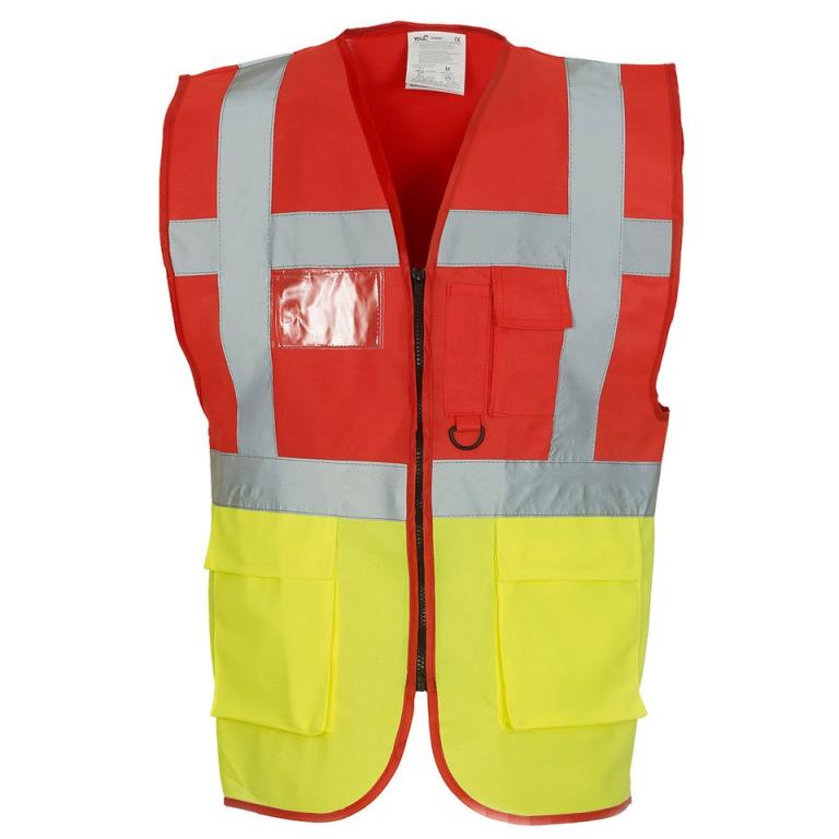 Multifunctional executive hi-vis waistcoat (HVW801) Red/Yellow