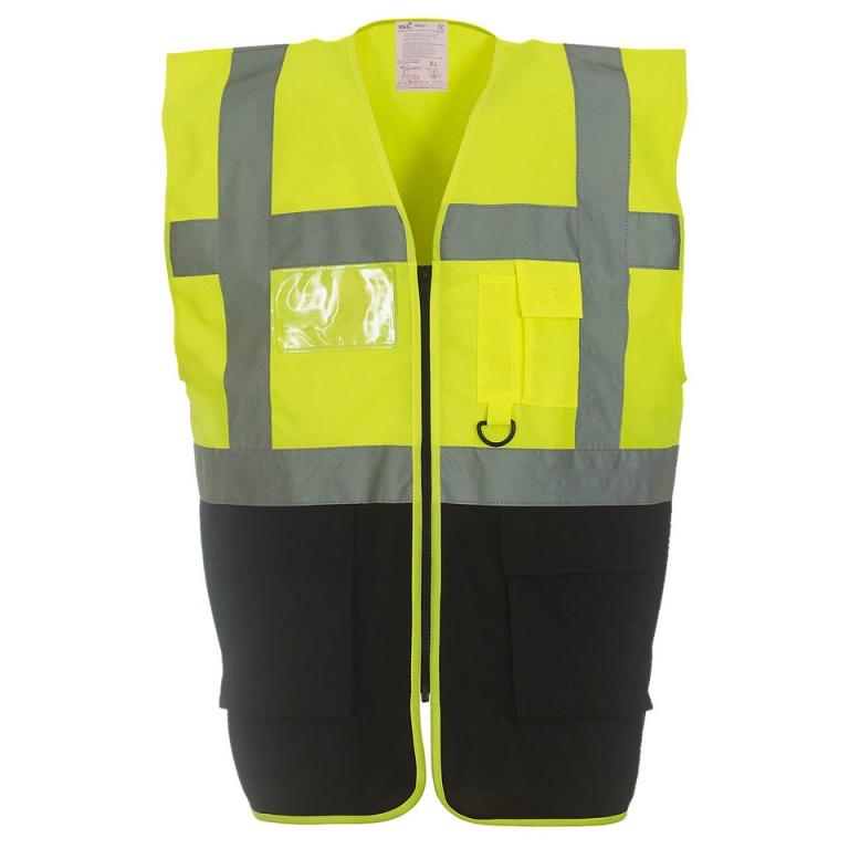 Multifunctional executive hi-vis waistcoat (HVW801) Yellow/Black