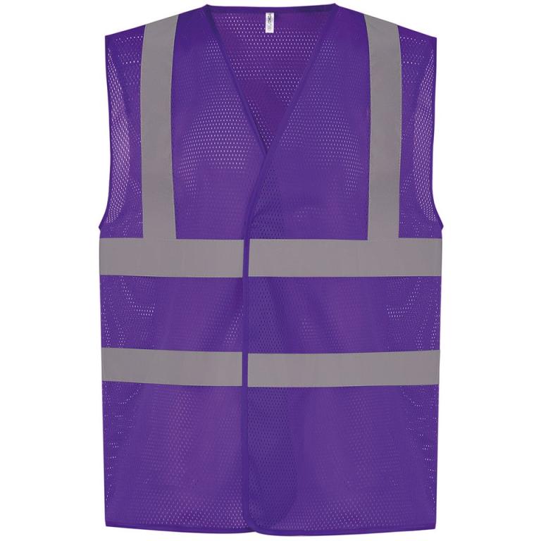 Top cool open mesh 2-band-and-braces waistcoat (HVW120) Purple