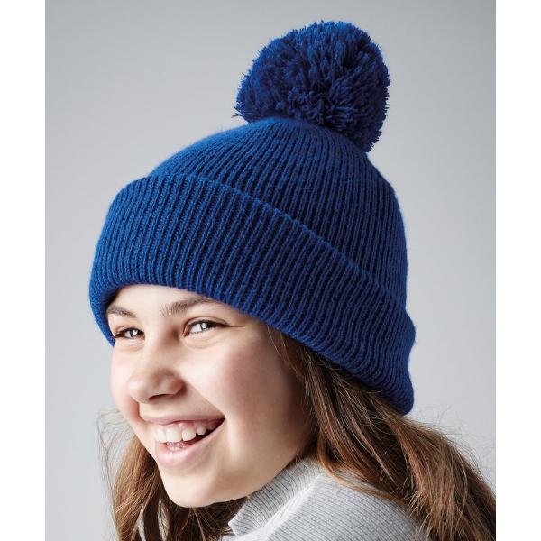 Junior reflective bobble beanie