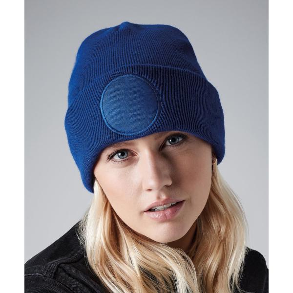 Circular patch beanie