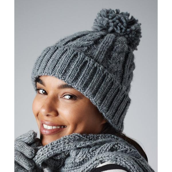 Cable knit melange beanie