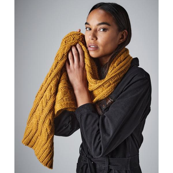 Cable knit melange scarf