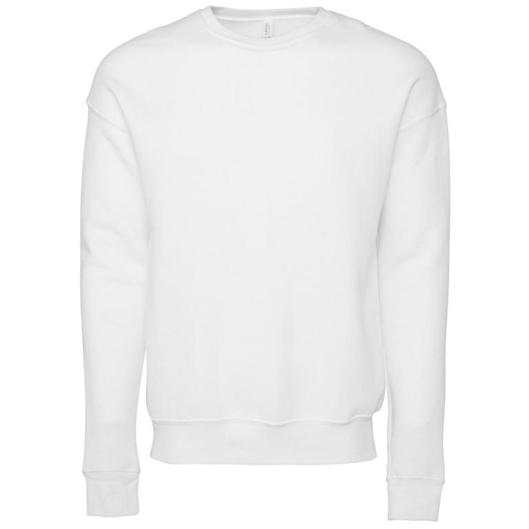 Unisex drop shoulder fleece DTG White