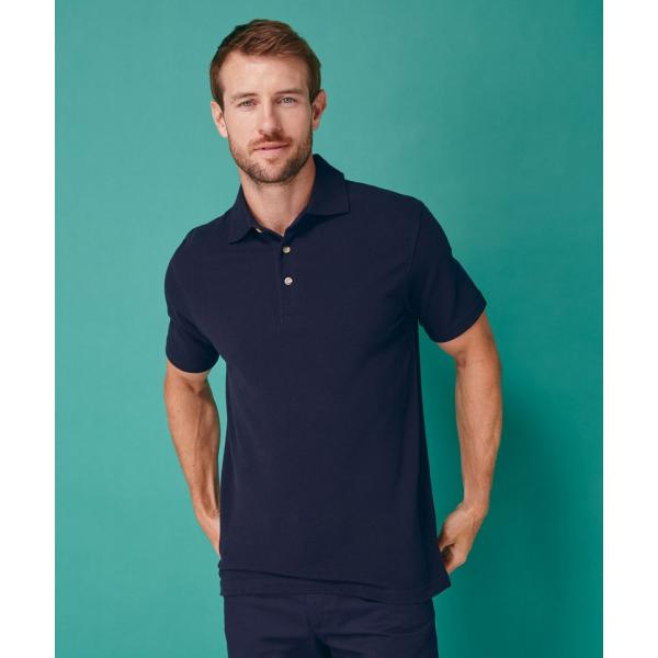 Classic cotton piqué polo with stand-up collar