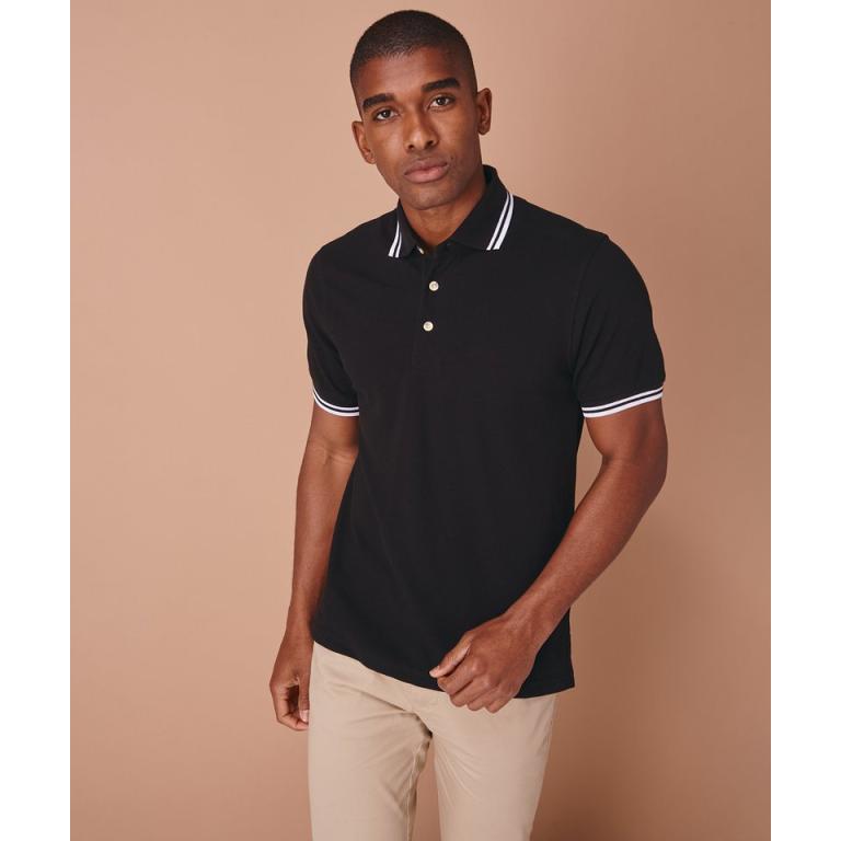 Double tipped collar and cuff polo shirt