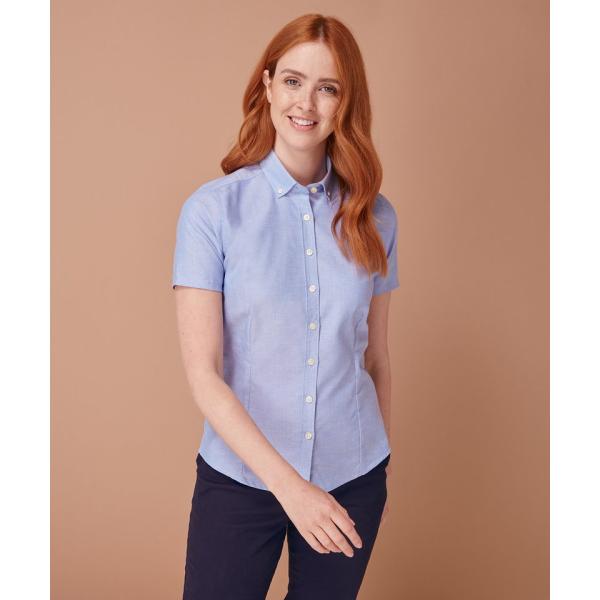 Women's modern short sleeve Oxford shirt