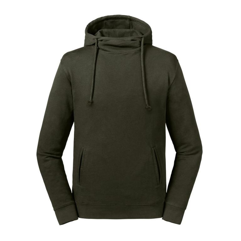 Pure organic high collar hooded sweatshirt Dark Olive